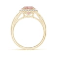thumbnail image 2 of ANGARA Natural Round 1.65 ct Morganite Halo Ring with Criss Cross Shank in 14K Yellow Gold for Women | Birthday, Anniversary, Jewelry Gift for Women | Natural Morganite Ring, 2 of 12