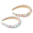 thumbnail image 5 of 2pcs Women Rhinestone Headband Wide Headband Bejewelled Hairband Women Luxury Glitter White Gold Tone, 5 of 7