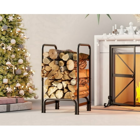 Fire Beauty Firewood Rack Log Holder,Log Storage Holder,Storage Rack,Firewood Stacker for Fireplace Indoor Outdoor(Small)