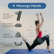 Breo Pocket Massage Gun, Fascia Therapy Recovery Deep Tissue, 4 Massage Heads Lightweight, S1, Silver