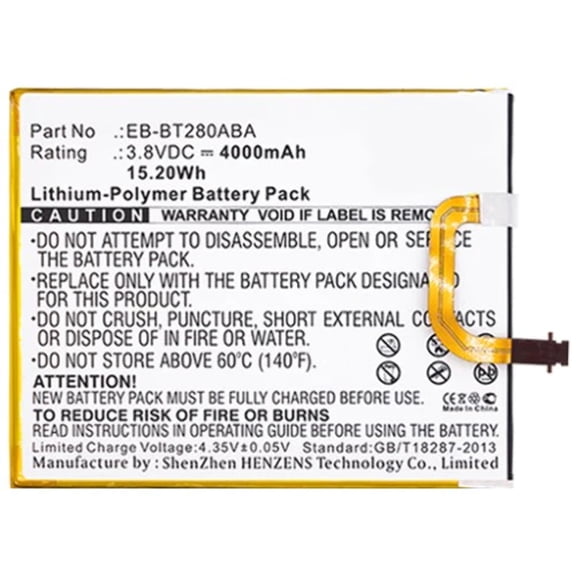 Batteries N Accessories BNA-WB-P5228 Tablets Battery - Li-Pol, 3.8, 4000mAh, Ultra High Capacity Battery - Replacement for Samsung EB-BT280ABA, EB-BT280ABE, GH43-04588A Battery