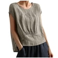 thumbnail image 1 of cfhntfmh Hauts d'Été pour Femmes Tendance à Manches Courtes Col Rond Blouses Basiques Confortables Couleur Unie T-Shirts Décontractés 2025, 1 of 6