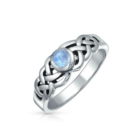 Peach Moonstone Ring - .925 Sterling Silver Moonstone Celtic Knot Ring