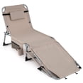 thumbnail image 1 of Gymax Tanning Chair w/Face Arm Holes 4-Level Backrest & Head Pillow Side Pocket Sand, 1 of 7