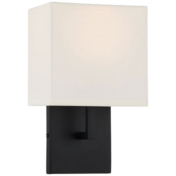 George Kovacs Kovacs On the Square 11.25" Coal and Off White Linen Shade Wall Sconce