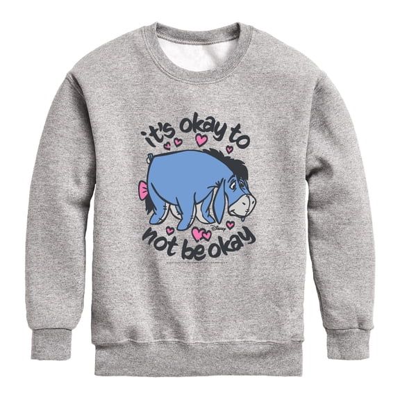 Winnie the Pooh - Eeyore it's Ok to Not Be Ok Boys' Graphic Long Sleeve Fleece Sweatshirt
