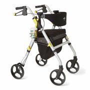 Medline Premium Empower Rollator Walker with Seat, Folding Rolling Walker with 8 in Wheels, Silver Frame