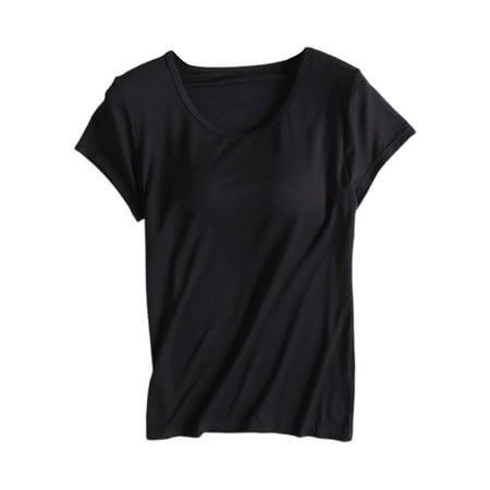 Black Tank Tops Women  Short Sleeve Summer Shirts for Women 2024  Polyester Women S Camisole Tops  Yoga Gym Tops Workout Tank Strap Padded Undershirts Cotton Camisole Vest Top Seamless Sleeping Bra