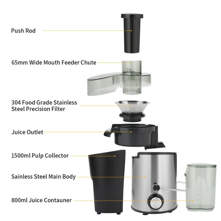 Juicer Machines Vegetable and Fruit, Small Compact 800W Centrifugal juicer,  Quick Extract High Yield Pure Juice, 3'' Wide Mouth, Easy Use & Clean,  Stainless Steel, Quiet, Anti-drip, Overheat Protect 
