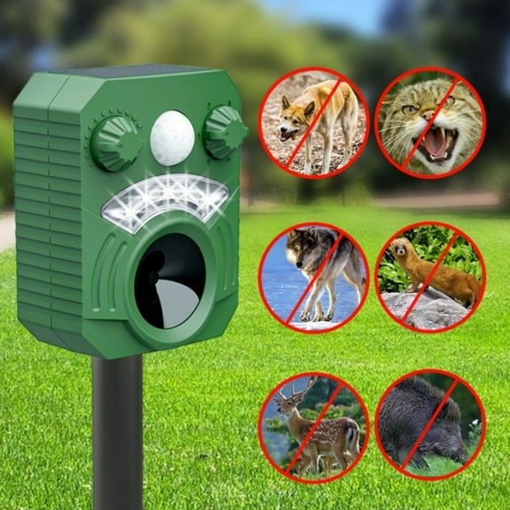 Ultrasonic Animal Deterrent Outdoor Solar Animal Repeller with Motion Sensor Flashing Light Waterproof Animal Repellent for Squirrel Deer Raccoon Rabbit Dog Skunk Fox Protect Farm Yard Garden