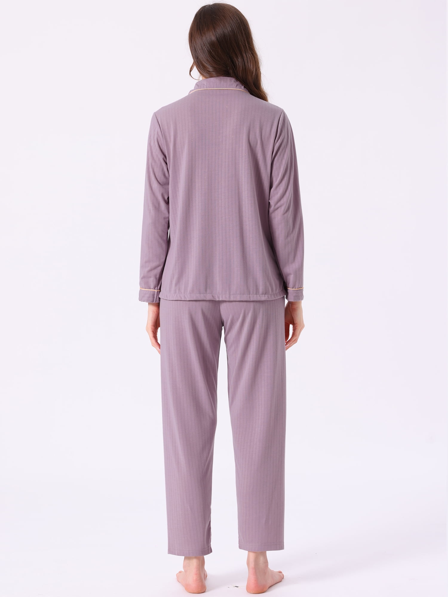 DARING DIVA Cotton Pajamas Long Sleeve Lounge Sets Button Down Pants XL Purple