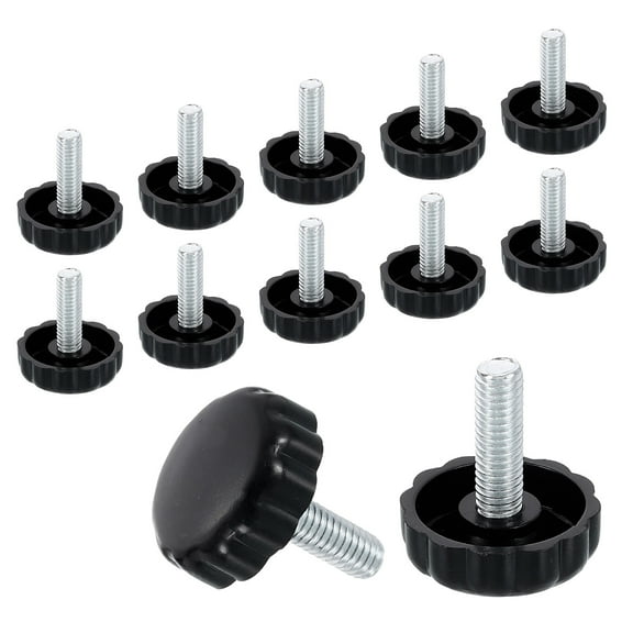12Pack M6 Thread Furniture Feet Levelers, 24x20 Adjustable Leveling Screw, Black