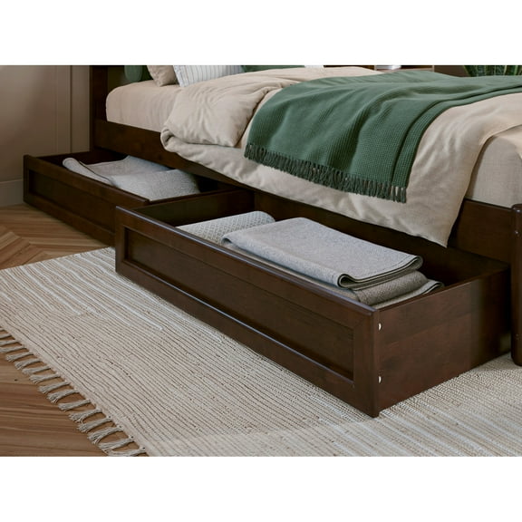 AFI, Mid-Century Modern Under Bed Storage Drawers, Queen/King/Twin XL, Walnut