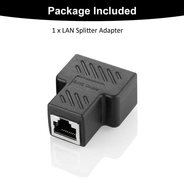 Ethernet Splitter Ethernet Cable Splitter Ethernet Splitter 1 to 2 for Cat5  Cat5e Cat6 Cat6e Cat7 Cable and Supports Connecting Two Devices to The  Network at The Same Time. (2 PCS) Black 