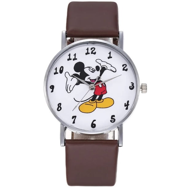 Disney-reloj de acero inoxidable con diseño de Mickey Mouse para hombre y mujer, cronógrafo de cuarzo, informal, a la moda, ideal para regalo de cumpleaños y fiesta de niños