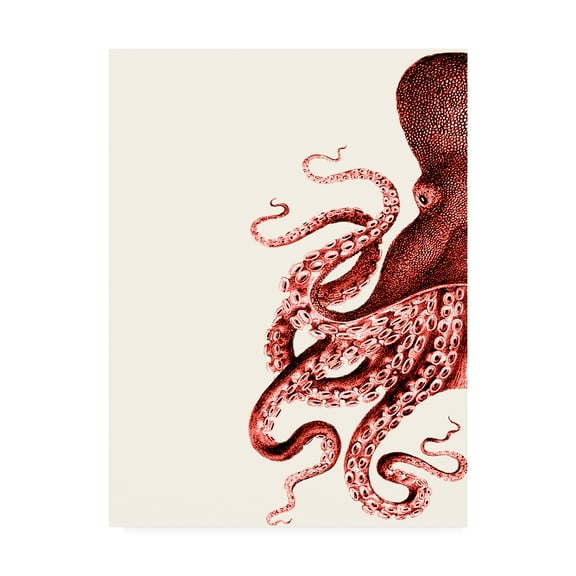 Trademark Fine Art 'Octopus Coral And Cream A' Canvas Art by Fab Funky