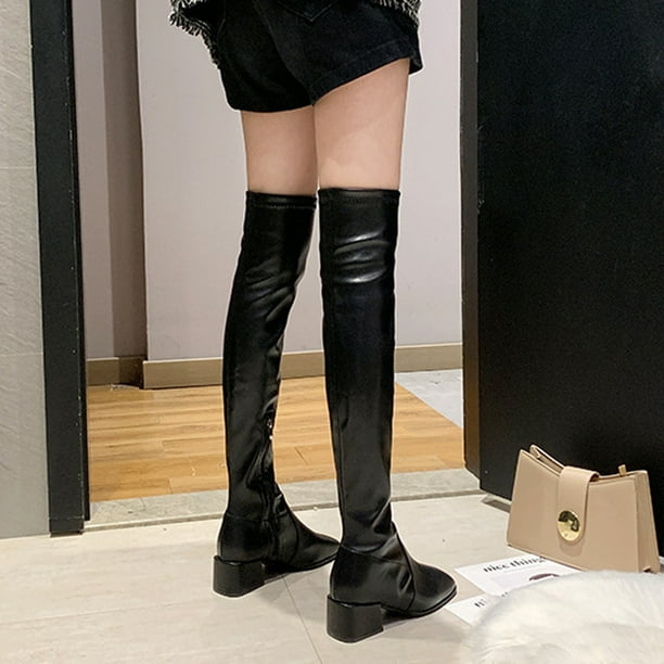 【WOOHWA】HIGH BOOTS CUT PT GHSOHS Womens Over the Knee Boots Fashion Suede Pull On