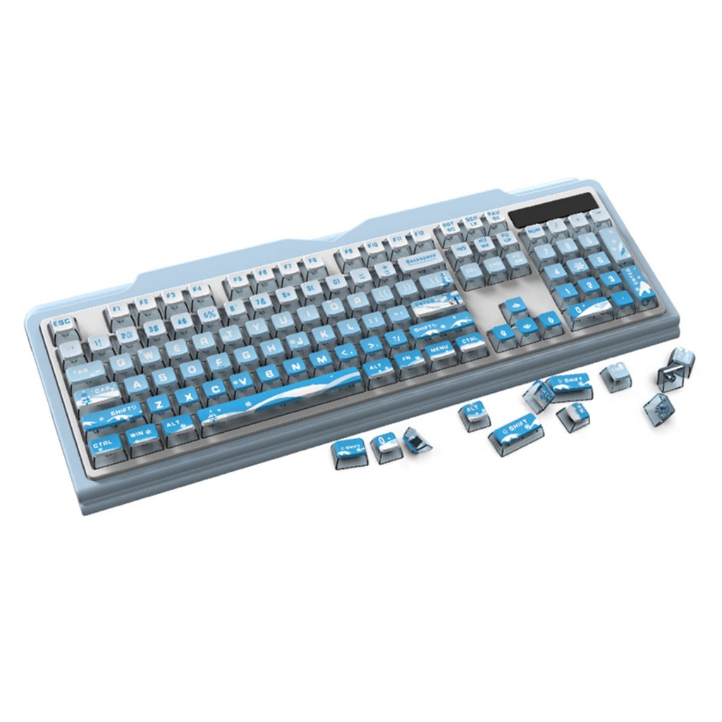 116 Keys PBT Backlit Keycaps Set for Mechanical Keyboards with Snow Pattern Translucently 5-side Heat Sublimated