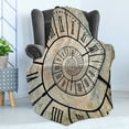 thumbnail image 4 of Clock Soft Flannel Fleece Throw Blanket, Roman Digit Time Spiral on the Vintage Textured Background Design Passing of Time Print, Cozy Plush for Indoor and Outdoor Use, 50" x 60", Sepia, by Ambesonne, 4 of 5