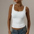 thumbnail image 6 of Bixock Women Built-in Bra Tank Tops Solid Color Square Neck Lace Sleeveless Wireless T Shirta Bras With Padded Cups Daily Bras, 6 of 8