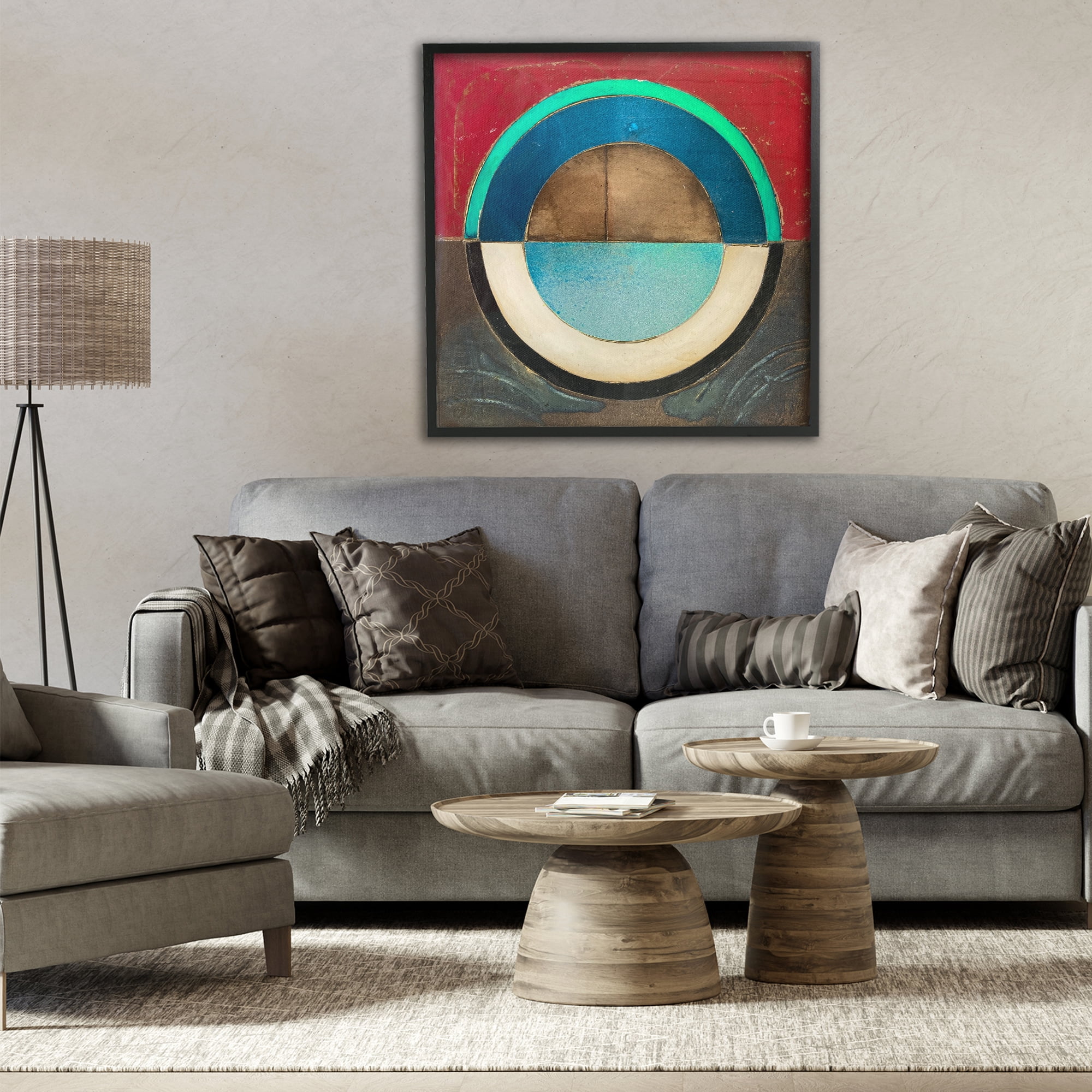 Stupell Industries Round Distressed Circle Black Framed Giclee Art, design by Matthew Finger