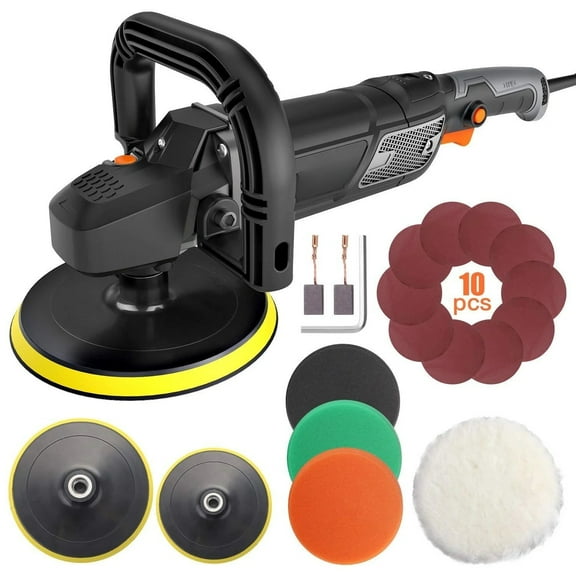 DOVAMAN Buffer Polisher, 6/7 Inch Car Polisher w/12.5A 1500W Motor, Constant power, 6 Speed 1000-3000 RPM, Waxing, Swirls-Free