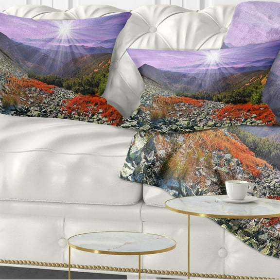 Designart Rocky and Colorful Carpathian - Landscape Photo Throw Pillow - 12x20