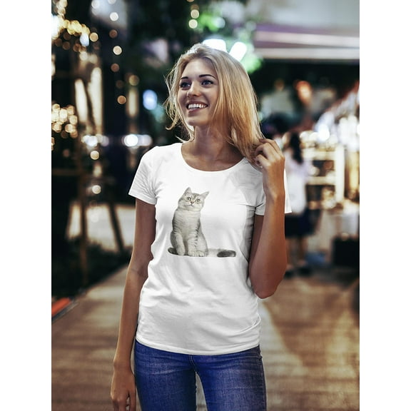 Cute Brittish White Short Hair T-Shirt Women -Image by Shutterstock, Female Medium