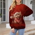 thumbnail image 1 of Chandails d'Automne et d'Hiver Grande Taille pour Femmes, Col Rond, Manches Longues, Haut Imprimé Père Noël, Chandails à Capuchon Amusants, Rouge, TTG, 1 of 4