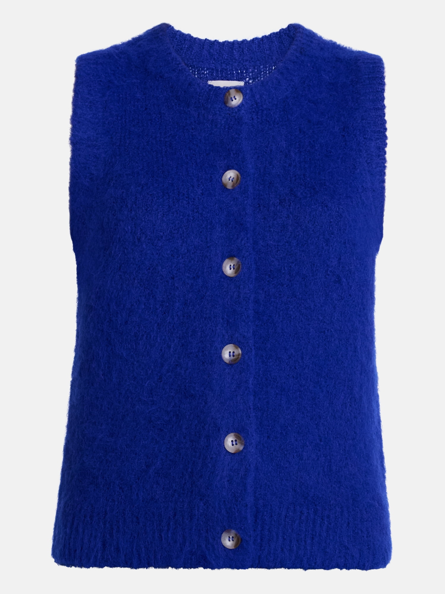 Scenario Women's and Women's Plus Button Front Textured Sweater Vest, Lightweight, Sizes XS-4X