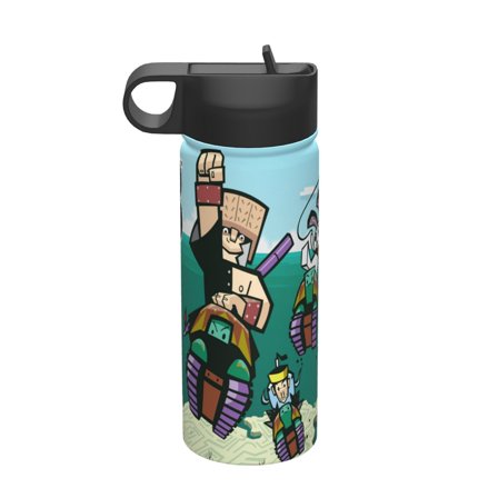 Hero 108 Kids Insulated Water Bottle With Straw - 18 Oz Stainless Steel Double Wall Vacuum Cup, Leakproof, Bpa Free, Suitable For Boys And Girls