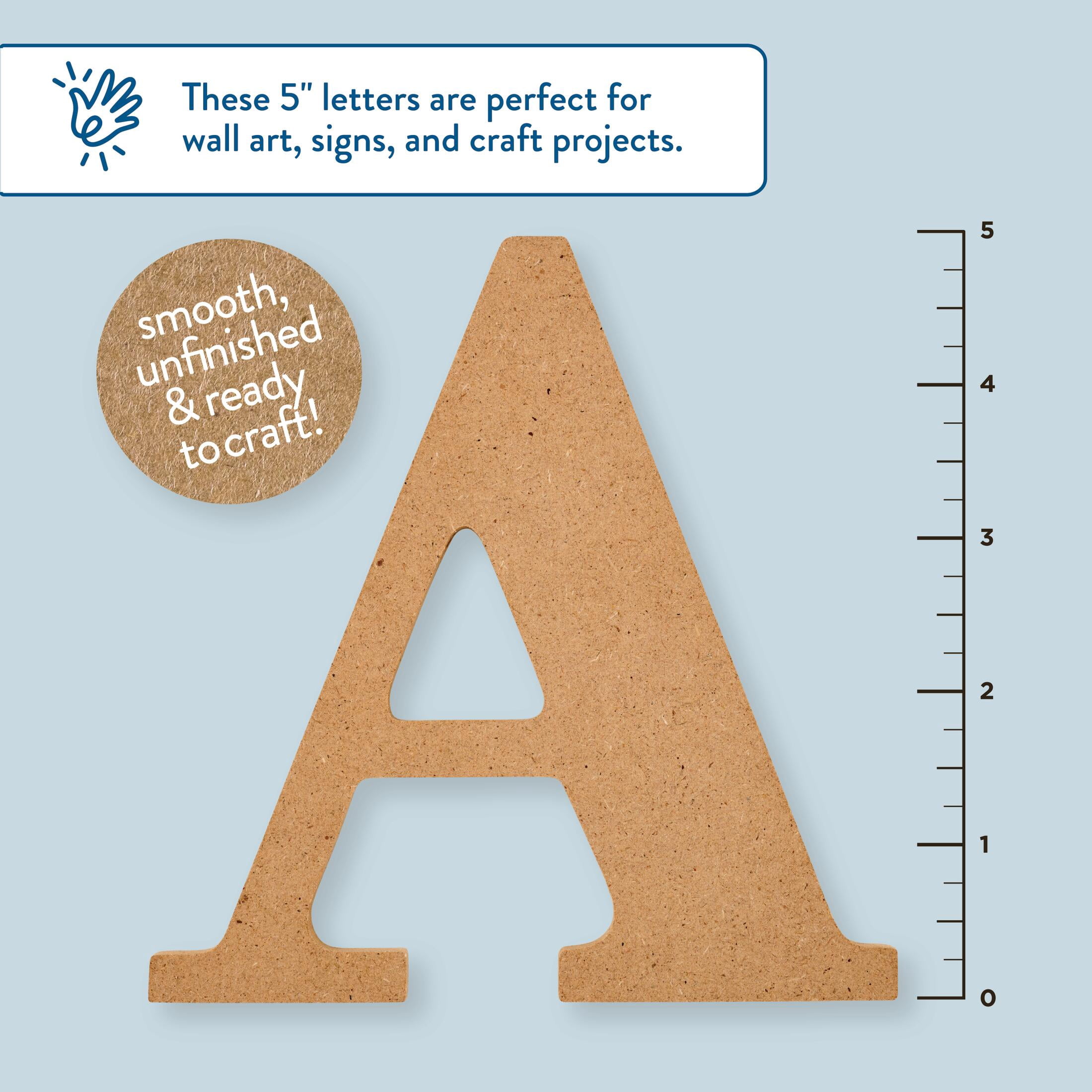 Plaid Unfinished Wood MDF 5" Letter for DIY Arts and Crafts, A