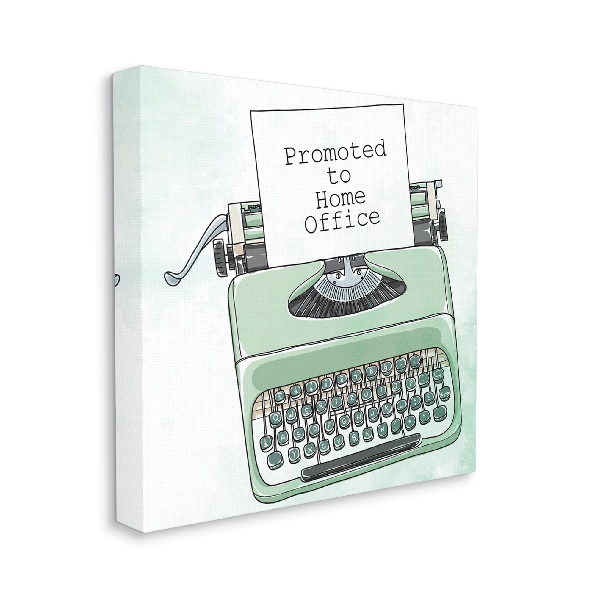 Stupell Industries Promoted to Home Quote Green Watercolor Typewriter,24 x 24,Designed by Kim Allen