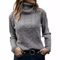 thumbnail image 5 of Fall/Winter 2025 New Women'S Solid Color High Neck Knitted Sweater Vintage Long Sleeve Pullover, 5 of 26