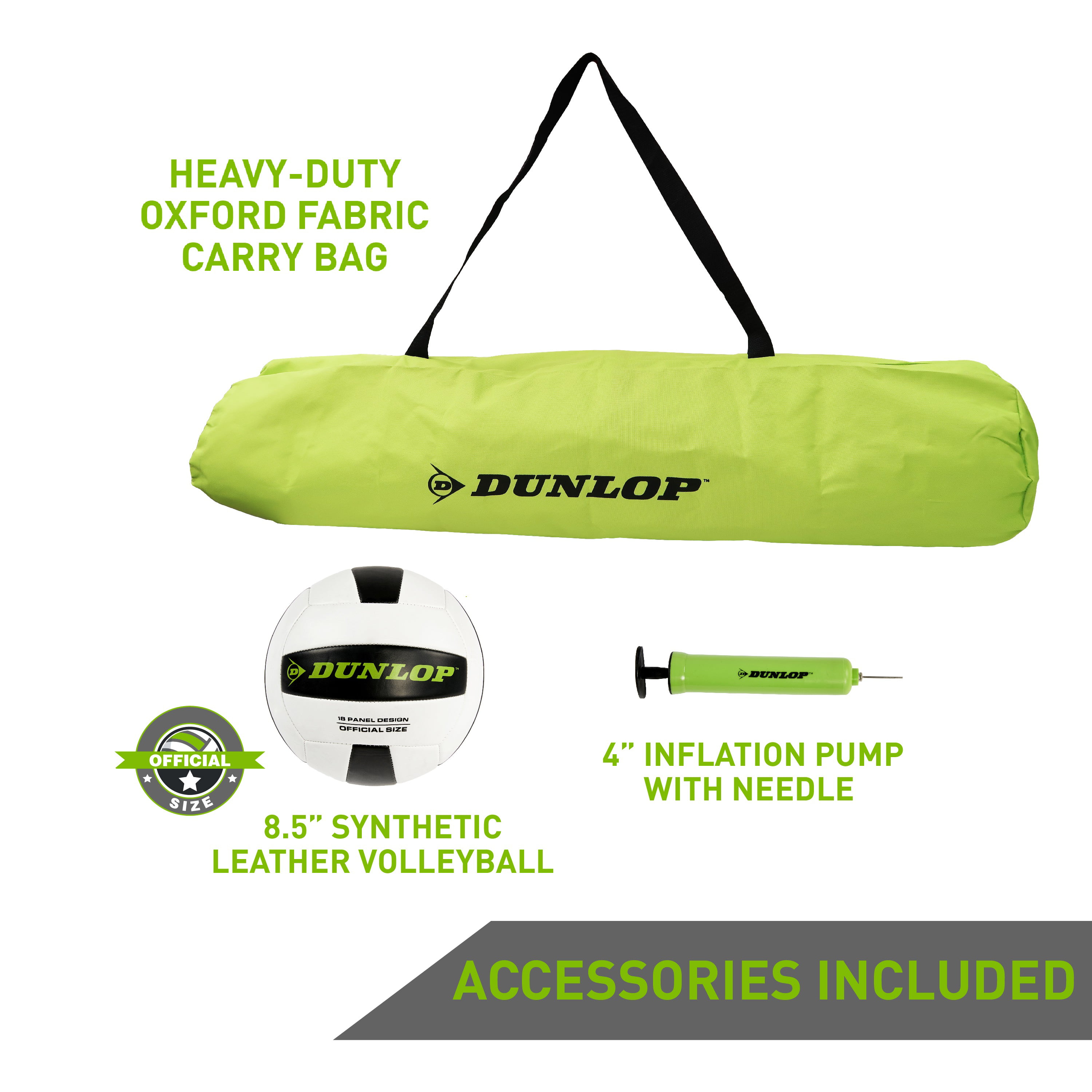 Dunlop Quick Setup Competitive Volleyball Set with Carry Bag Volleyball New 