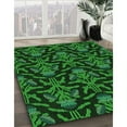 thumbnail image 3 of Ahgly Tapis Rond Lavable en Machine Intérieur Transitionnel Vert Forêt Foncé, 5 Pieds Rond, 3 of 7