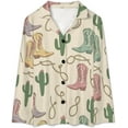 thumbnail image 4 of Top-kevin Pajama Sets for Womens Cowboy Boots Cacti Loose Button Down Long Sleeve Shirts And Pants Set, 4 of 12