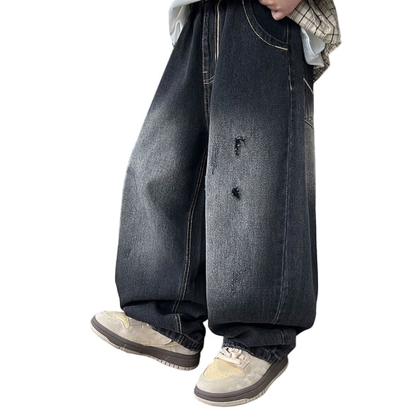 KVPLBQFD Trendy Jeans Boys Pants Size 6 Baggy Snow Pants 18 Months Boy Clothes Teens Clothes Boys Clothes 2t Kids Clothes, Blue 7-8 Years