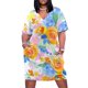 thumbnail image 2 of Vestido elegante con bolsillos sueltos y estampado de acuarela floral de color naranja brillante para embarazadas., 2 of 7