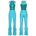 thumbnail image 1 of Nyeemya Combinaison Évasée pour Femmes Justaucorps Scintillant Sans Manches Pantalon Combinaison Bleu Vert 3TG, 1 of 7
