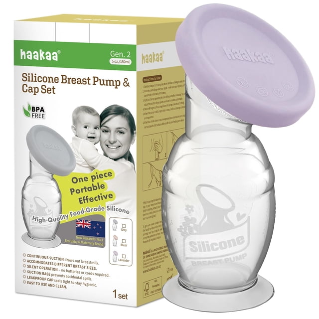 Extractor de leche de silicona de 150 ml con tapón de silicona, color lavanda