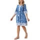 thumbnail image 4 of Vestidos florales para mujer con cuello en V, manga corta, cintura con cordón, vestido bohemio casual de verano con bolsillos M azul, 4 of 6