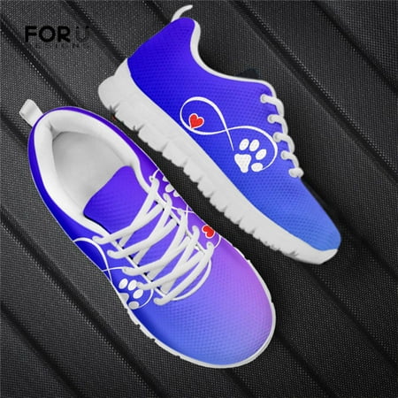 

Pet Paw Footprint Pattern Woman Shoes Cute Dog Heart Printing Sneakers Women Breathable Casual Ladies Shoes Flat