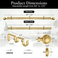 thumbnail image 3 of MERIVILLE 1-Inch Diameter Ball Telescoping Double Window Treatment Curtain Rod, 84-Inch to 120-Inch, Gold, 3 of 8