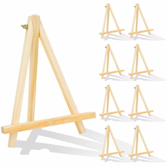 8 Pack Wood Easels, 9 Inch Tripod Painting Easel Stand, Portable Art Canvas Holder for Art, and Crafts, Kids Student Tabletop Easels for Painting