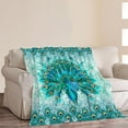 thumbnail image 2 of Peacock Blanket Peacock Decor Throw Blankets Cozy Fleece Flannel Blanket Plush Lightweight Bedding Blanket Peacock Gifts Stuff for Girls Women Teens for Couch Sofa Bed 60"X80", 2 of 6