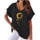 thumbnail image 2 of Fiudx Ofertas Flash Del Día Solo En Línea Camiseta de Manga Corta con Mangas Informales de Algodón y Cáñamo con Cuello En V y Estampado de Girasoles para Mujer, 2 of 6