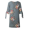 thumbnail image 4 of Robe une-Pièce à Manches Longues pour Femmes, Col Rond, Motif Floral, Coupe Ample, 4 of 4