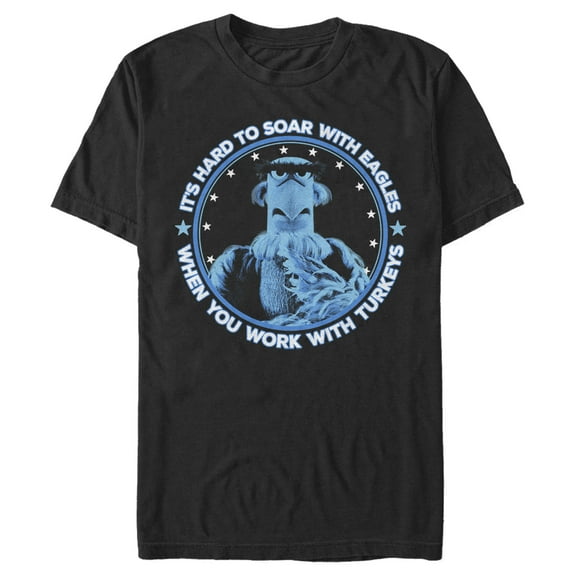 Men's The Muppets Sam Eagle Work With Turkeys Graphic Tee Black 3X Large