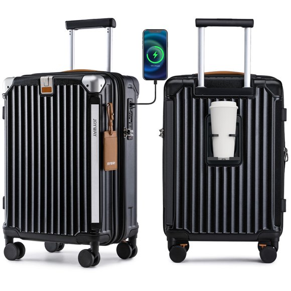 Joyway Valise Cabine Extensible Rigide 20 Pouces Bagage Cabine Port USB Porte-Gobelet Cadenas TSA Valise